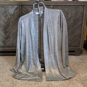Susan Graver Gray open front Cardigan with pockets